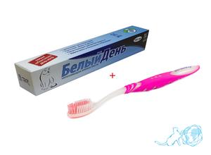 Купить набор зубная паста + зубная щетка, Белый Кот недорого